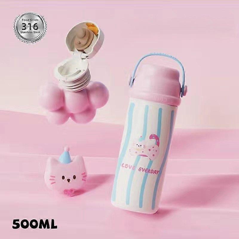 Insulated Water Bottle,17 oz Vacuum Insulated 316 Stainless Steel Reusable Sports Bottle for Travel,Camping-Pink