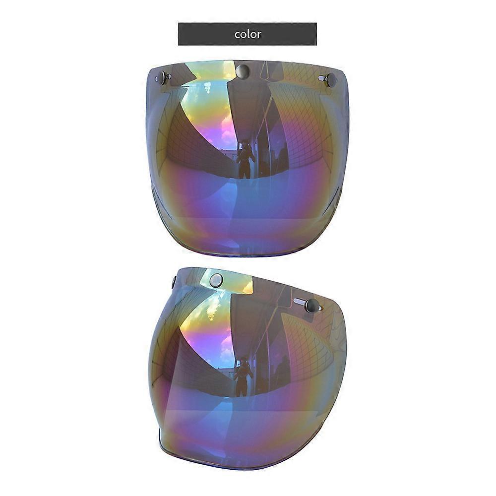 Helmet Bubble Visor Motorcycle Helmet Windshield Lens with Flip Bracket for 3-Snap Open Face Helmets