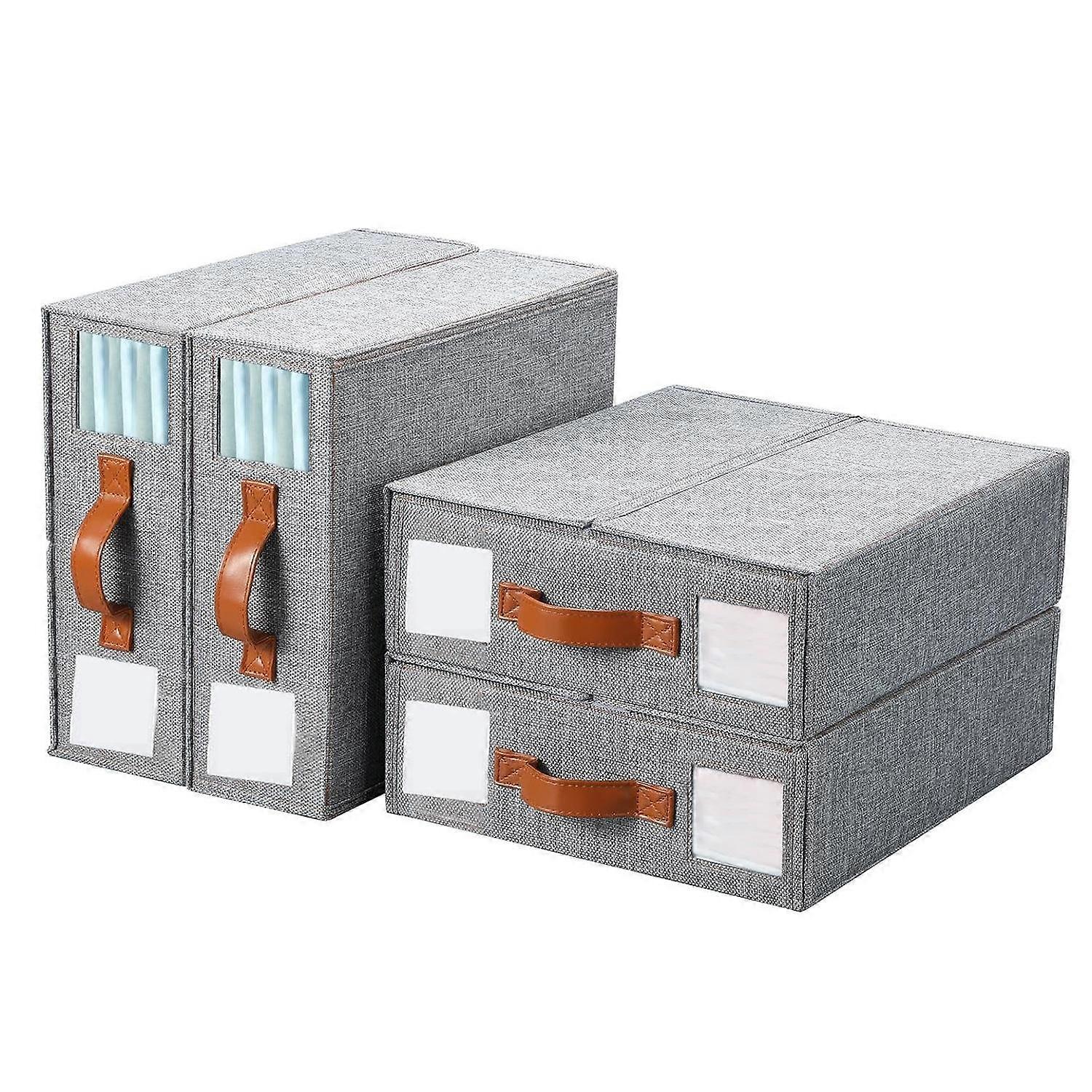 2024 New foldable sheet storage box Imitation cotton linen closet storage space with label storage box