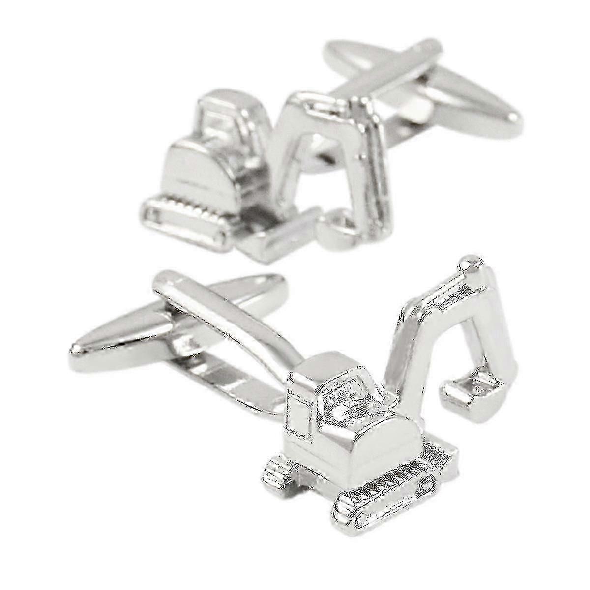 1 زوج حفارة شكل أزرار أكمام رجل قميص ستودز مطلي بالفضة لحفل زفاف الأعمال