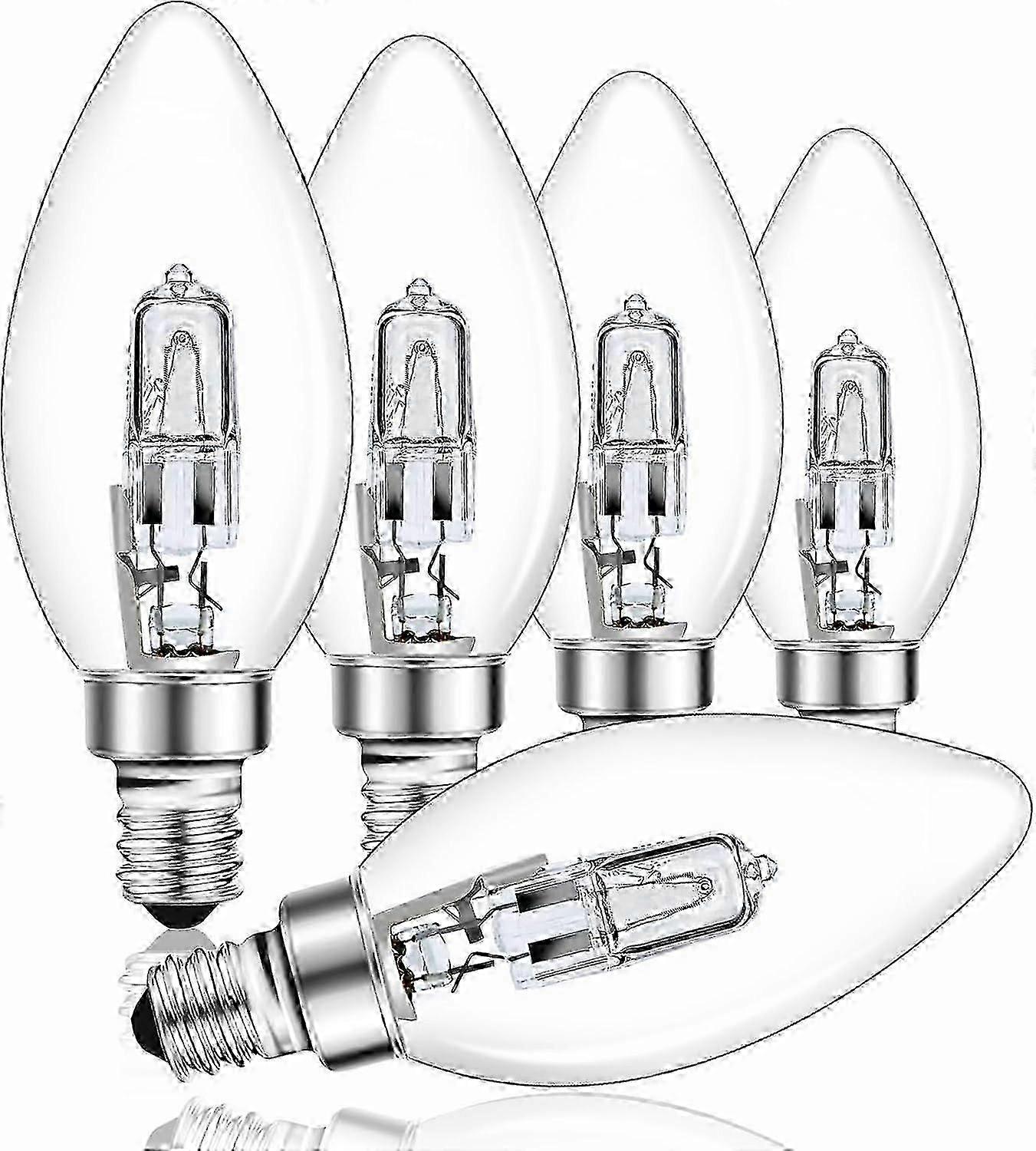 E14 28W لمبة شمعة الهالوجين عكس الضوء ، زجاج شفاف C35 E14 SES لمبة برغي إديسون صغيرة ، لمبة شمعة هالوجين للثريا ، 230 فولت ، 5 عبوات