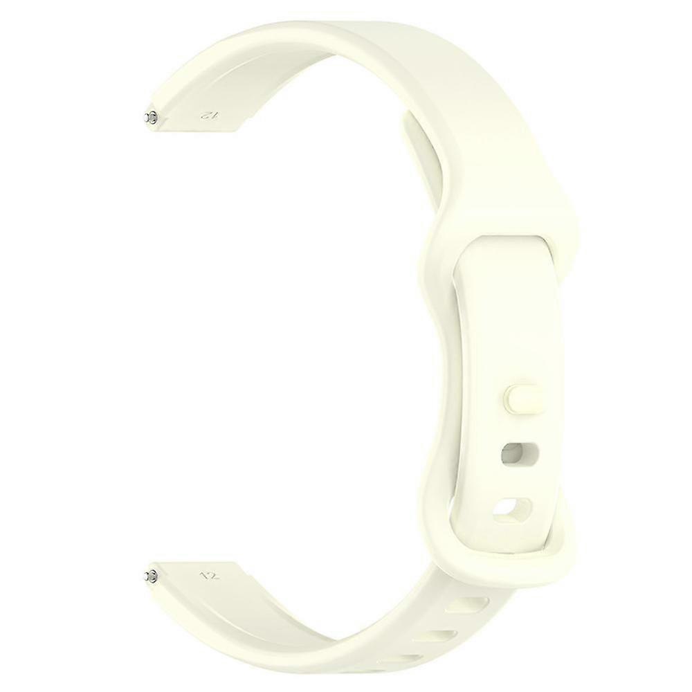 Silicone Watch Strap Watch Band for All Kinds of 12mm Head Grain and Frame Butterfly Buckle Eight Tail (Vintage White)