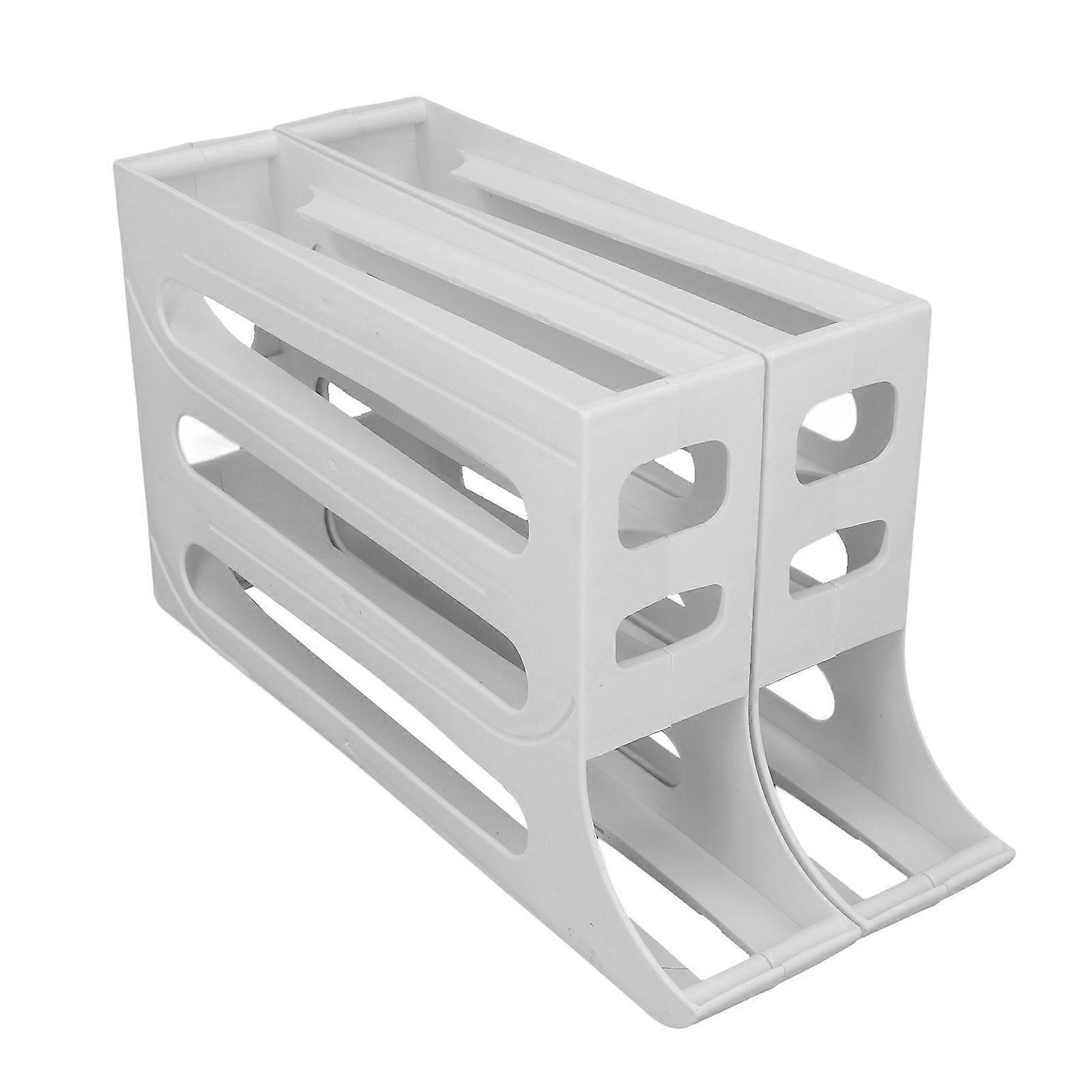 Egg Dispenser 4 Tier Large Capacity Auto Rolling Tray 2pcs White