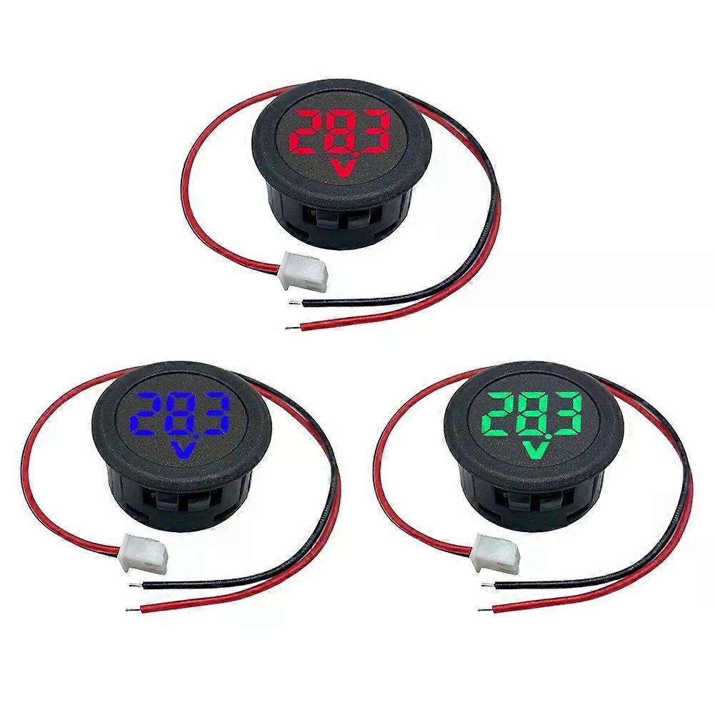 DC 4-100V Voltmeter LED Digital Display Car Voltage Current Meter Round Volt Detector Tester Two-wire Mini Voltmeter
