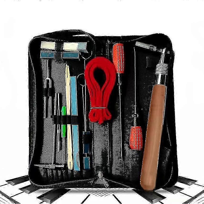Piano Tuning Kits,Professional 16 Pieces Piano Tuner Tools Including Piano Tuning Hammer Lever Felt MutesTuning Wrench Hammer Tuning ForkHandle Kit T