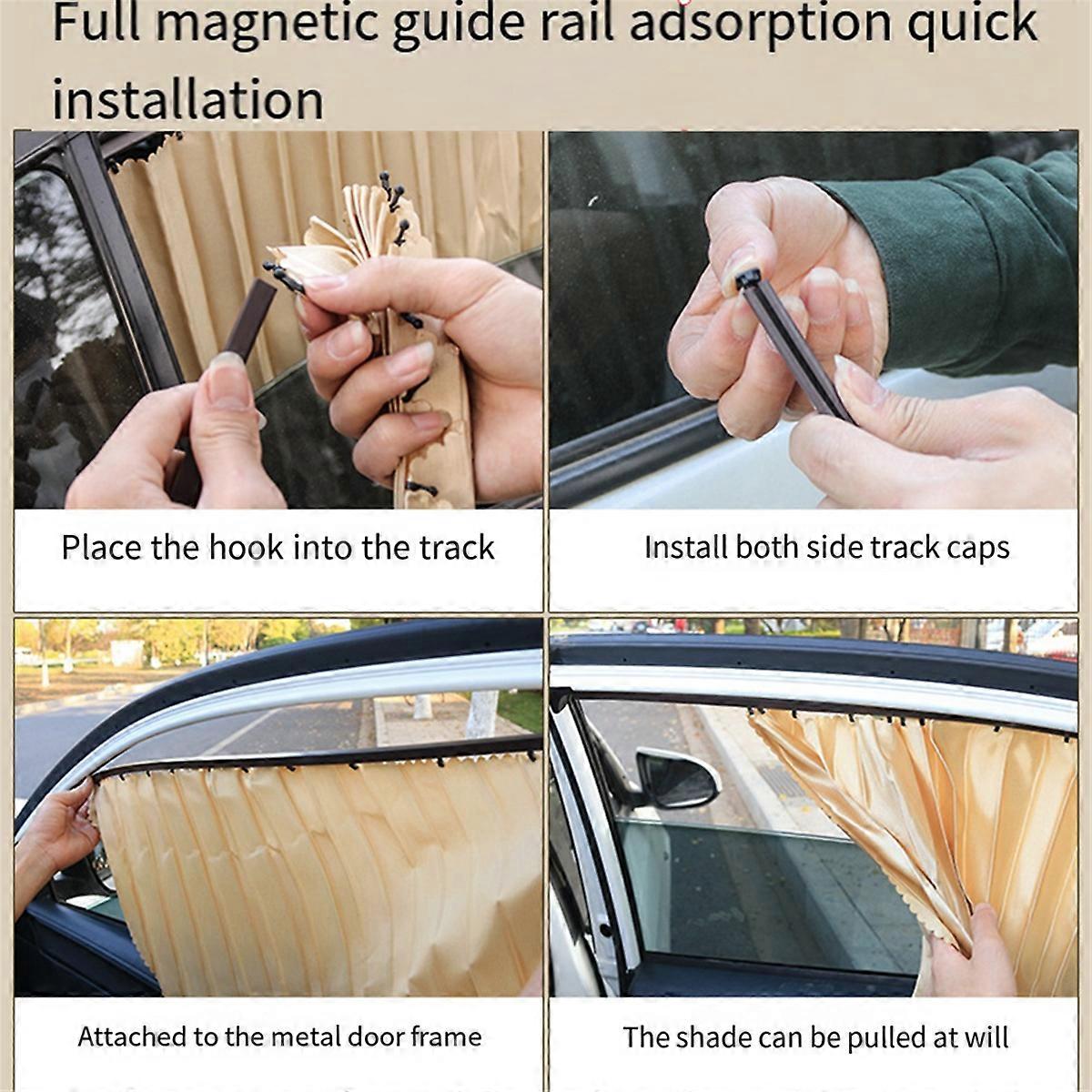 1 Pair Gold Front Car Sunshade Automatic Retractable Car Curtains