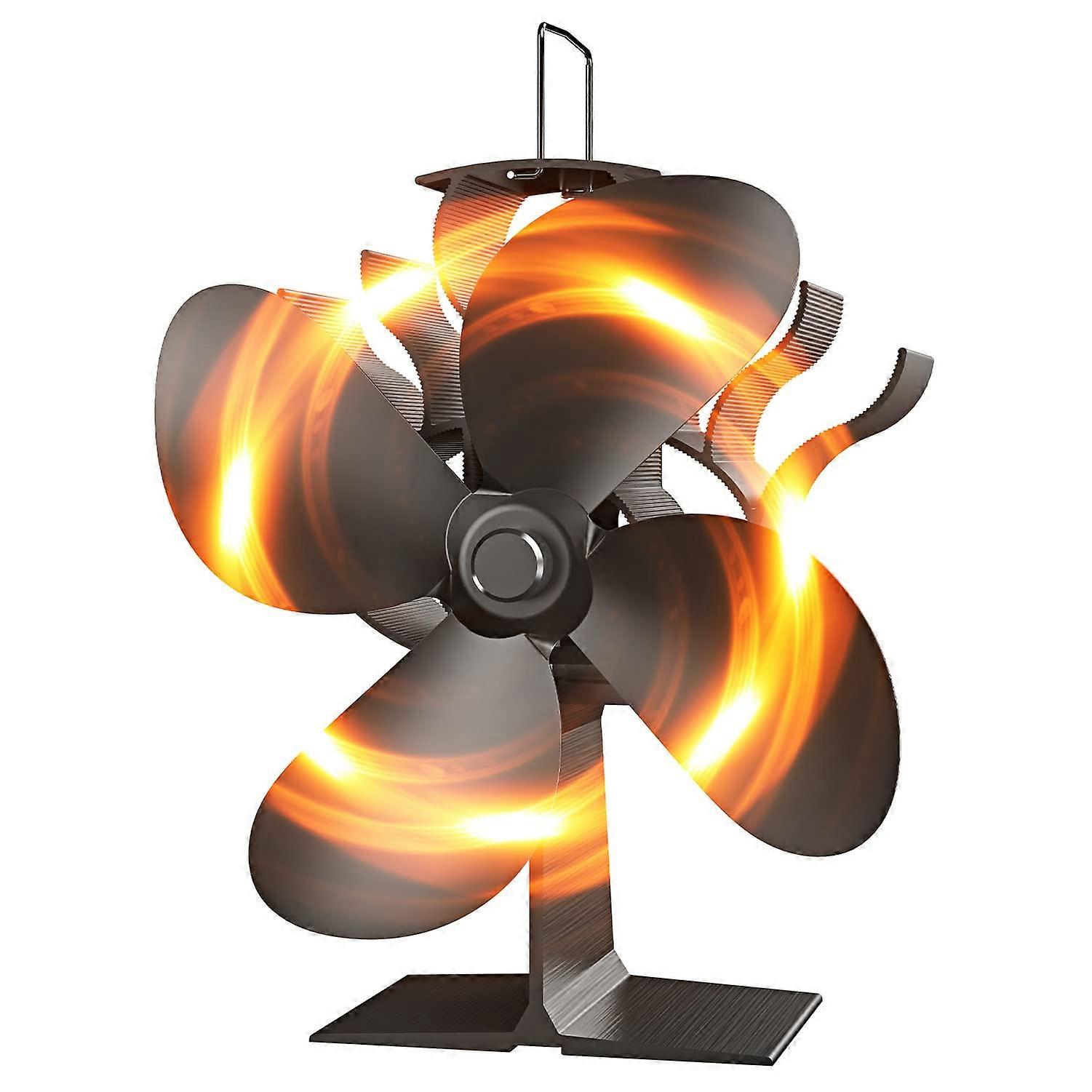 Heat Powered Stove Fan, 4-Blade Fireplace Fan for Gas, Pellet, Wood Log Burners - Silent Operation, Energy Efficient