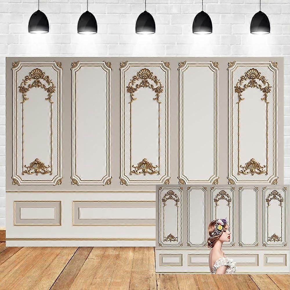 8x6ft Vintage European Style Backdrop for Cowboy Kids Birthday Portraits, Classic French Castle and Cemetery Wall Design