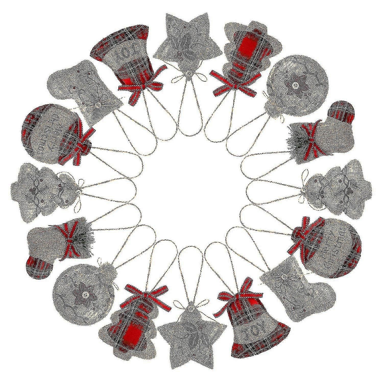 16 Pieces Christmas Tree Stocking Hanging Burlap Compatible With Xmas (8 Style)