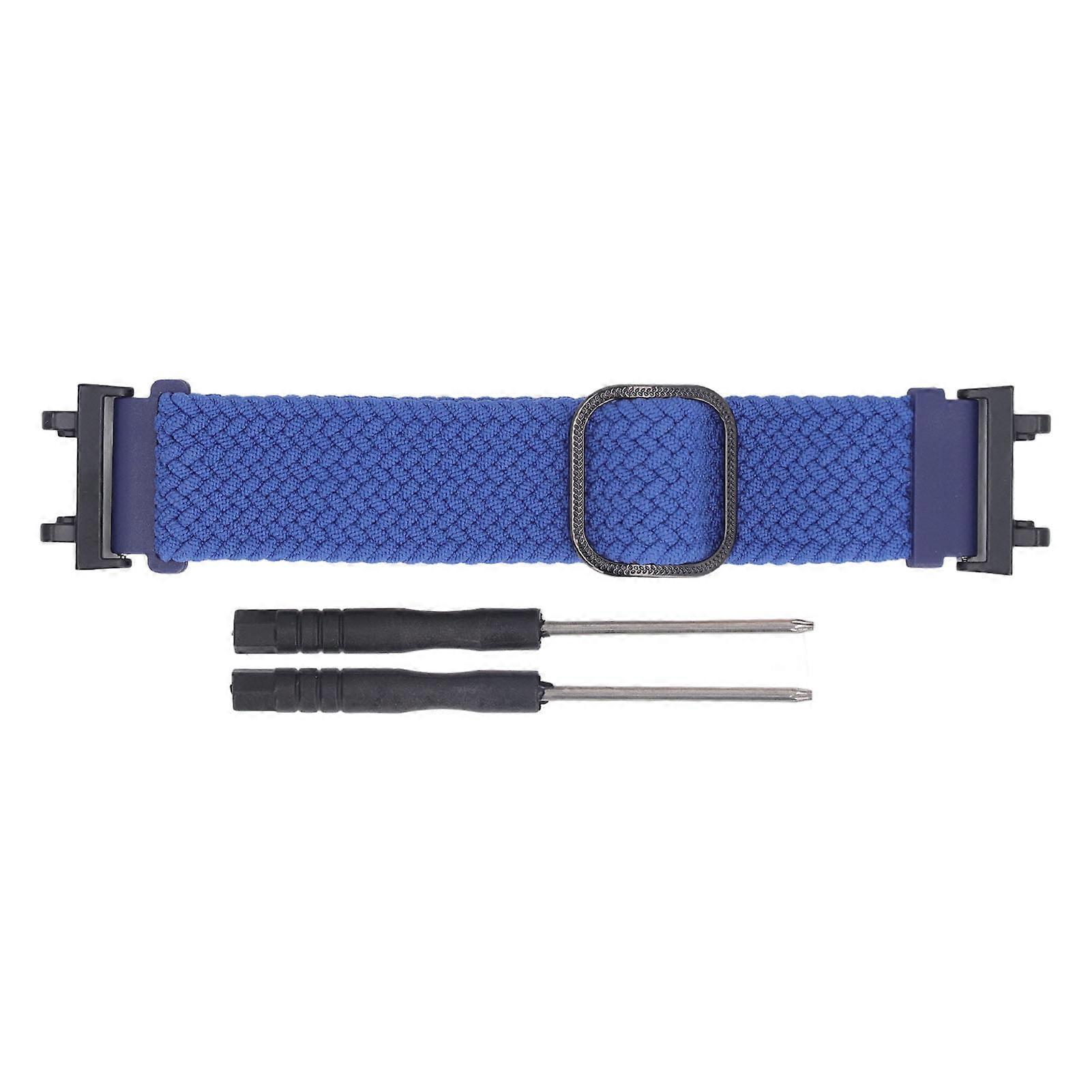 Nylon Weaving Watchband DIY Installation Weaving Watch Strap Soft Skin Friendly Washable Adjustable Watch Band for Amazfit Active Edge A2212 Dark Blu