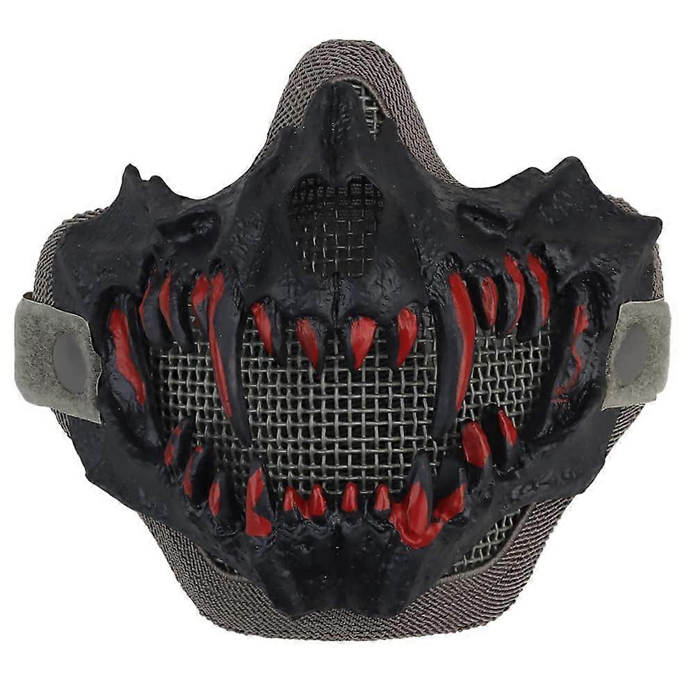 Tactical Half Skull Masks for Airsoft, Protective Mesh Fang Masks for Halloween, Cosplay, Christmas, and Carnival Events