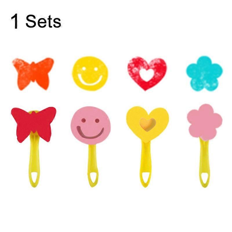 1 Sets Sponge Painting Brush Children Art Painting Seal Tool, Random Style Delivery 4 Yellow Handles