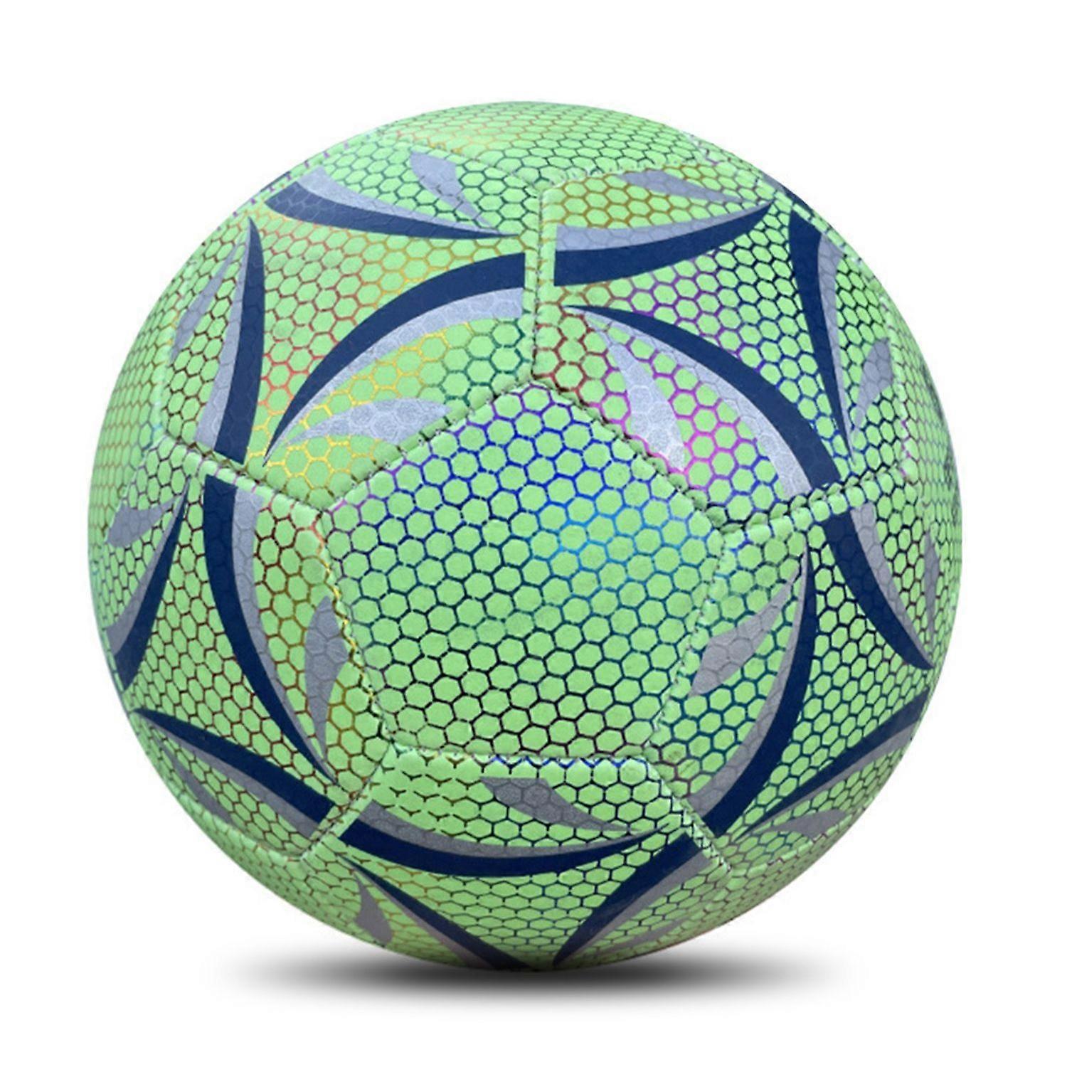 Night Glowing Reflective Soccer Ball with Mesh Pouch Light Up Camera Flash Soccer Ball for Indoor