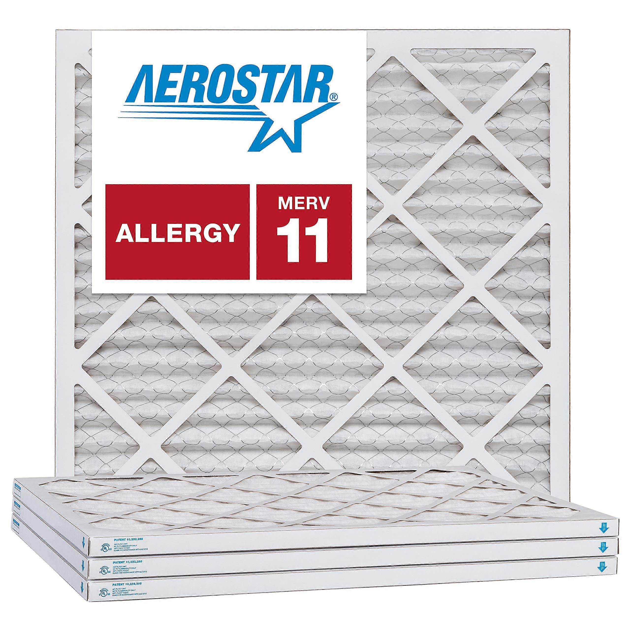 21 1/4x21 1/4x1 MERV 11, Pleated Air Filter, 21 1/4 x 21 1/4 x 1, Box of 4, Made in The