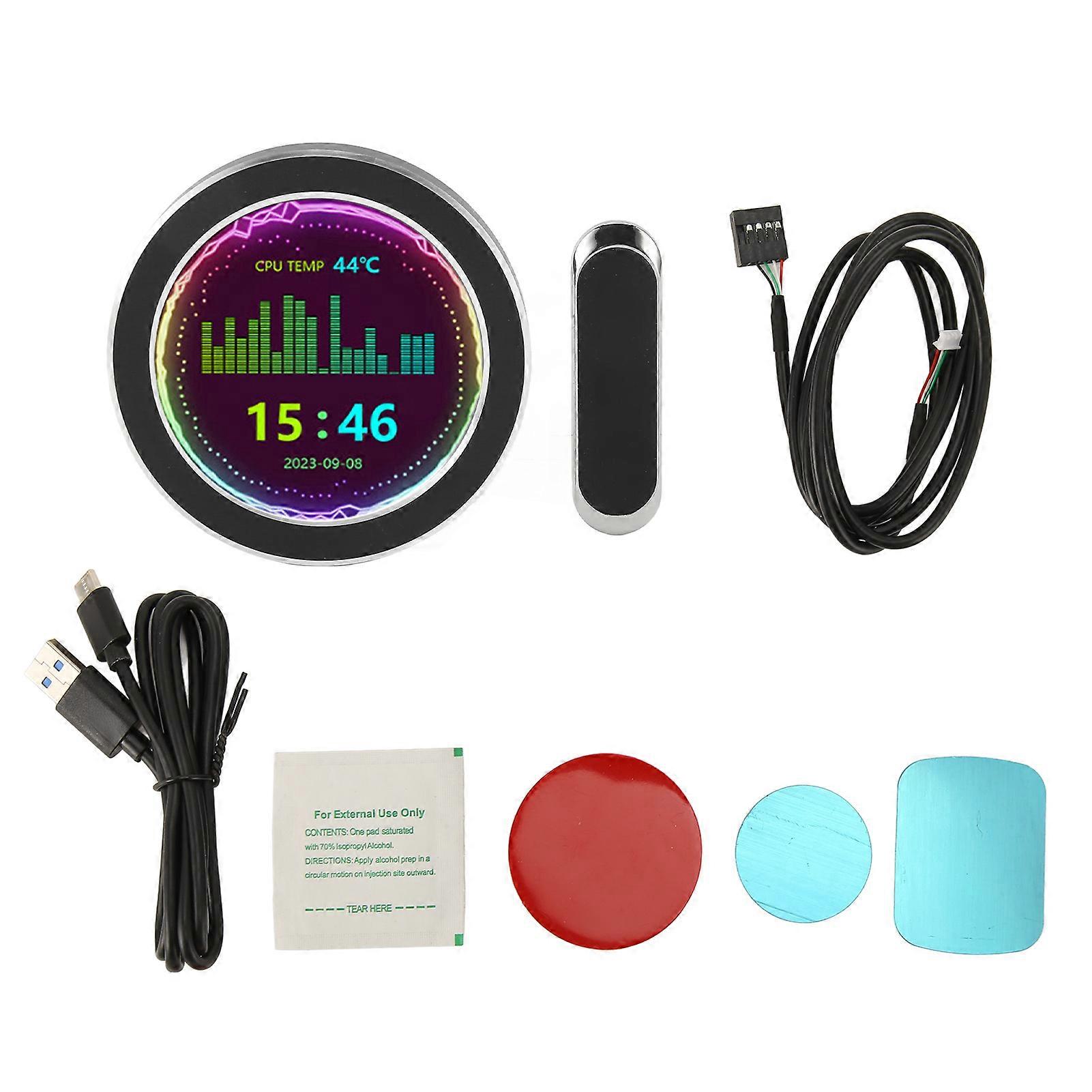 2.8 Inch PC USB Monitor Mutifunctional RGB Round Shape Pickup Function Water Cooler PC Case Secondary Screen for Desktop PC Computer