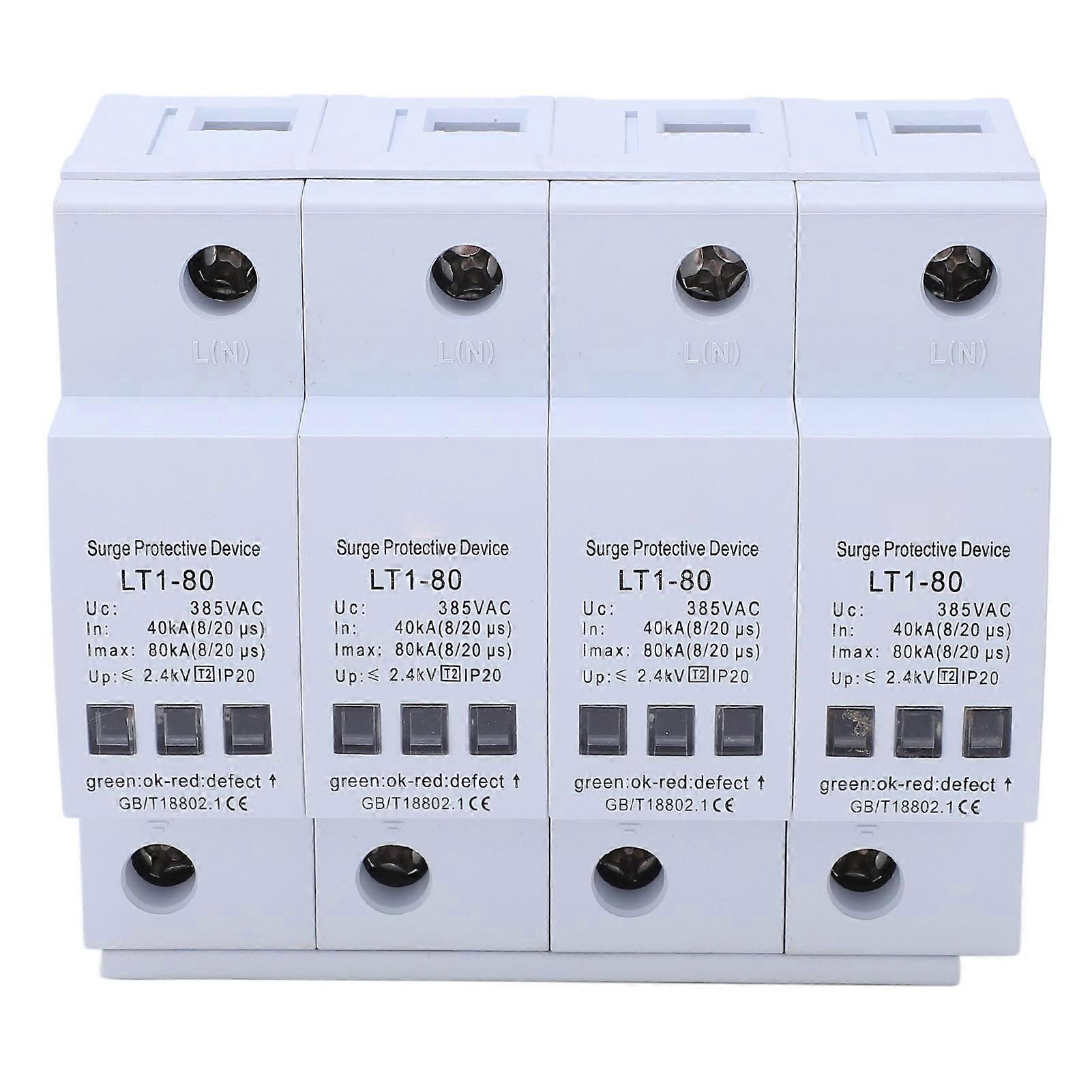 AC Surge Protective Modular Design Flame Retardant Quick Response Rail Installation Arrester Device 4P 40‑80KA 385V