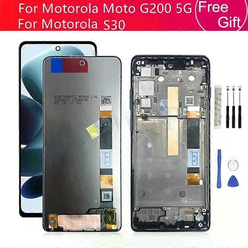 For Motorola Moto G200 5G LCD Display Touch Screen Digitizer Assembly With Frame For Moto S30 Display Replacement Part