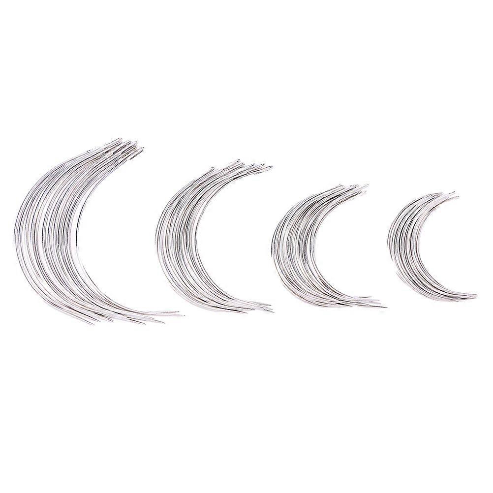 96pcs C Type Curved Hand Sewing Needles for Repair Weaving Easy to Use Metal Silver