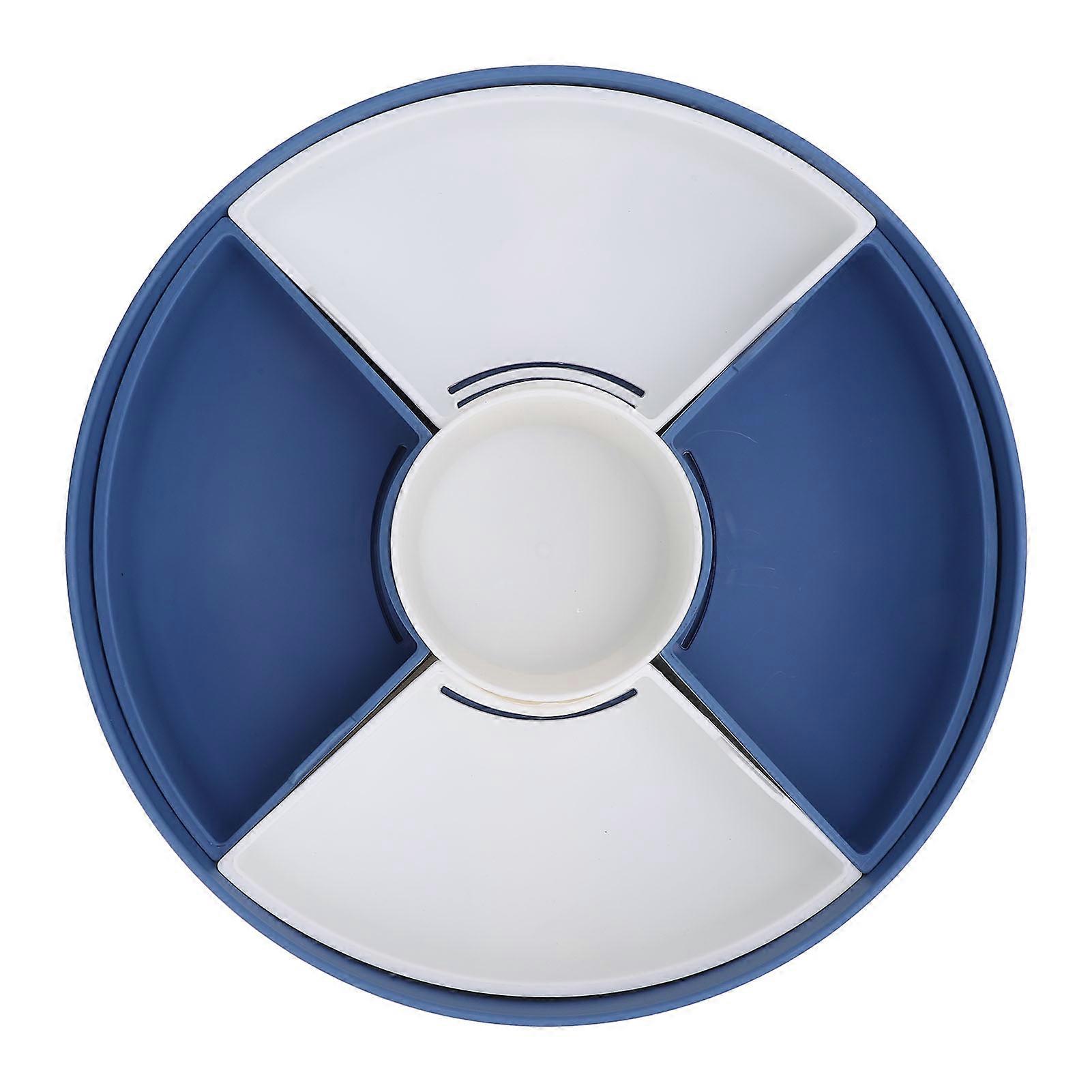 Snack Tray with Transparent Lid Round Large Capacity Divided PP Serving Tray for Veggie Fruit 