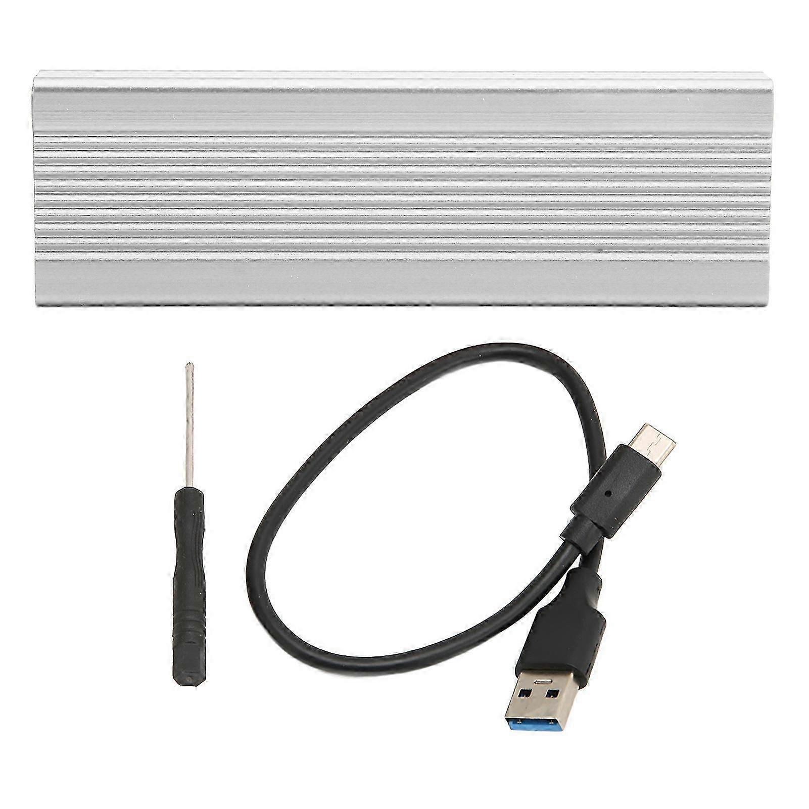 Ultrathin Aluminium Alloy SATA M.2 Enclosure with USB3.1 10Gbps for seamless NVMe SSD Data Transfer, suitable for various laptops, in Silver