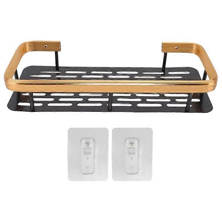 Punch-Free Aluminum Storage Rack Bathroom Organization Shelf, Wide Edge Single Layer Rectangular
