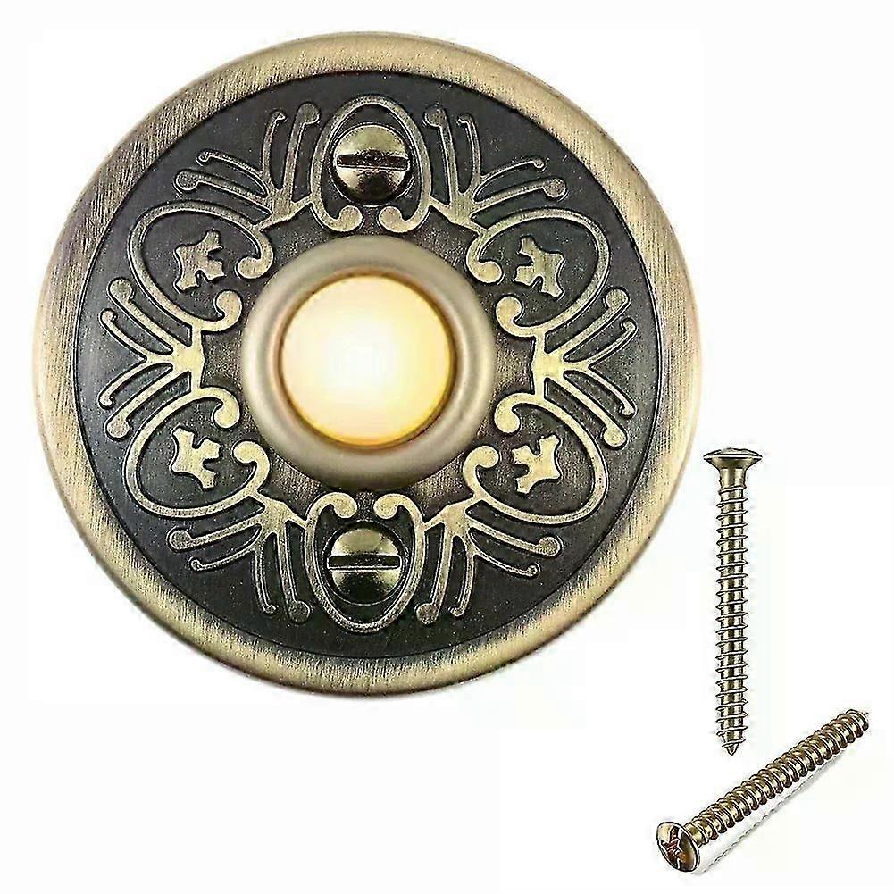 Μεταλλικό Κουδούνι Μπουτόν Antique Bronze Ενσύρματο Φωτιζόμενο Κουμπί Κουδουνιού LED 56cm Στρογγυλό Επιτοίχιο Κουδούνι-Yvan