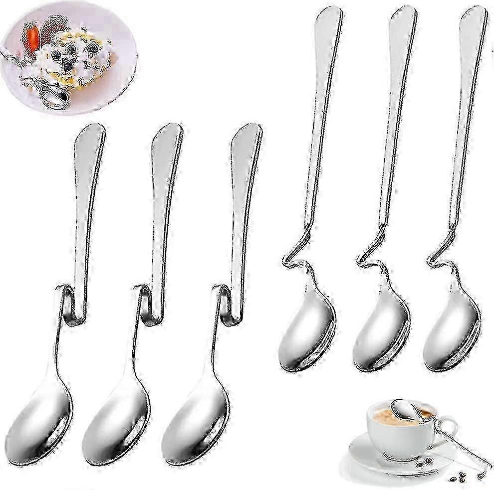 Cucchiaini da caffè sospesi in acciaio inossidabile da 6 pezzi, cucchiai da marmellata lunghi e dritti, design pieghevole