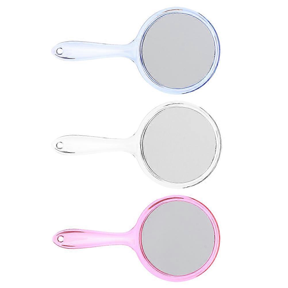 3pcs Convenient Handle Mirrors Girl Makeup Mirrors Handheld Magnifying Mirrors