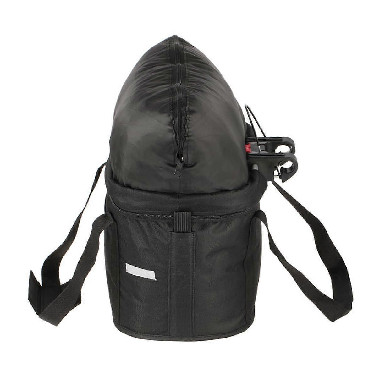 Foldable Handlebar Bicycle Basket Practical Carry Bag Canvas with Lid for Shopping Pets