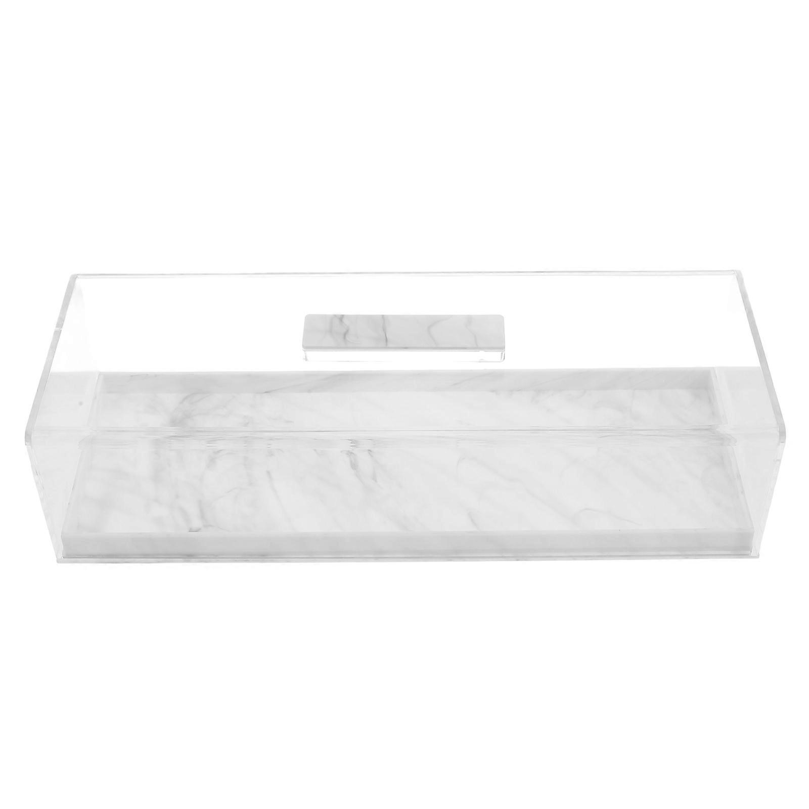 Acrylic Rectangular Cake Tray With Lid For Home Users White 35.50X12.70X8.90CM Storage Convenience 1Set