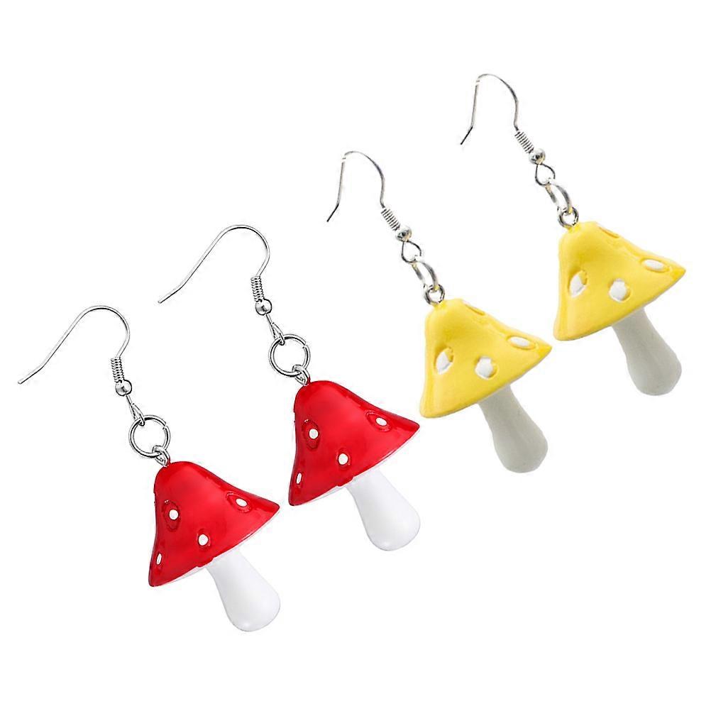 Mushroom Earrings Women Pendant Dangle Earrings Lightweight Hypoallergenic 2Pairs