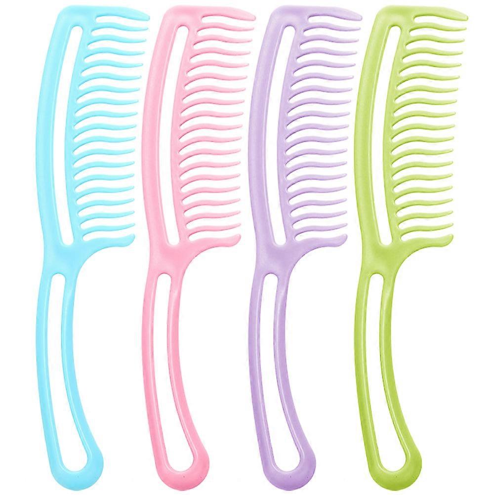 4pcs Wavy Tooth Hair Detangling Combs with Handle for Easy Styling – Compact, Portable, Suitable for All Hair Types for Men and Women