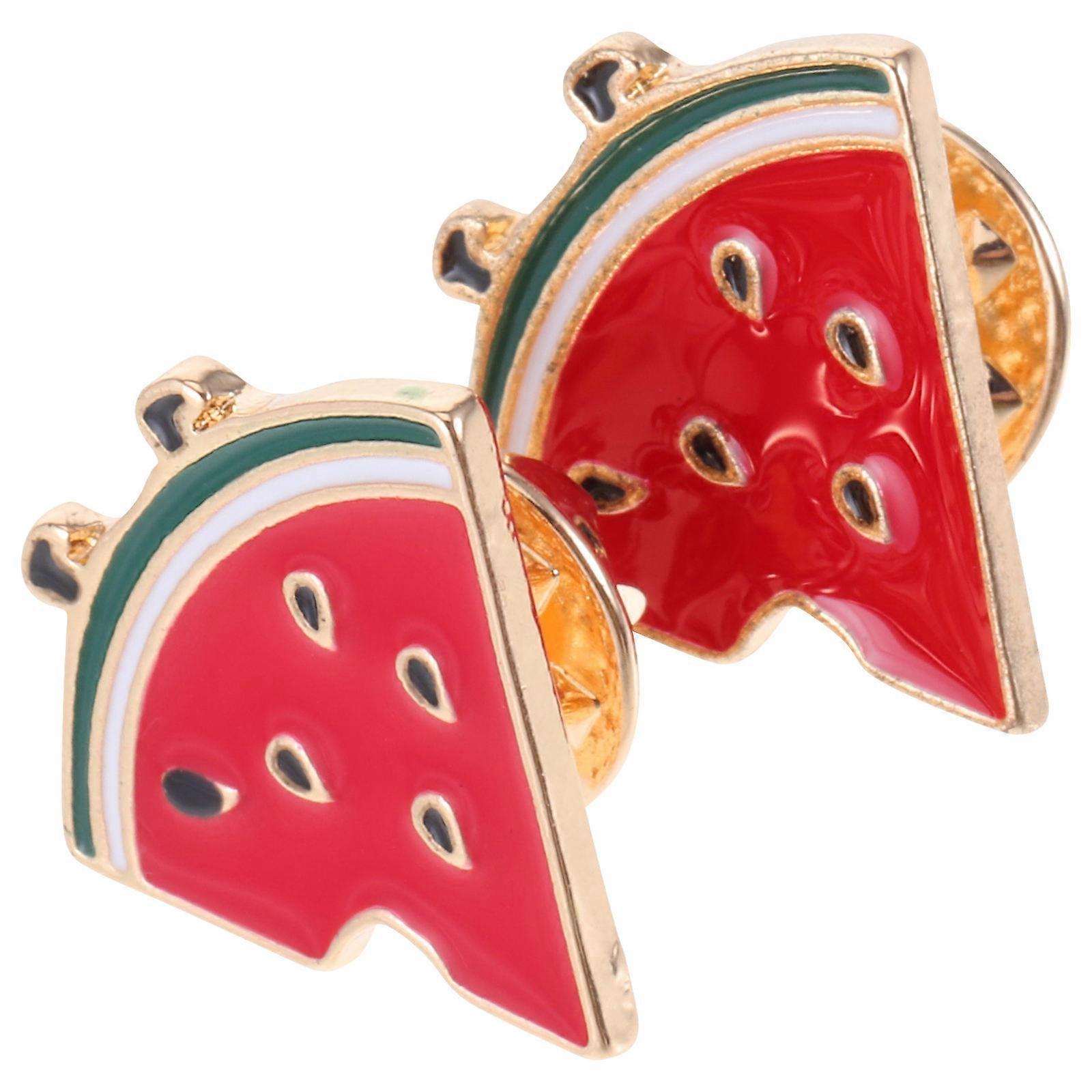 2pcs Unique Watermelon Alloy Brooch Pins Cartoon Lapel Pins Stylish Lightweight Comfortable Design for Daily Wear and Parties