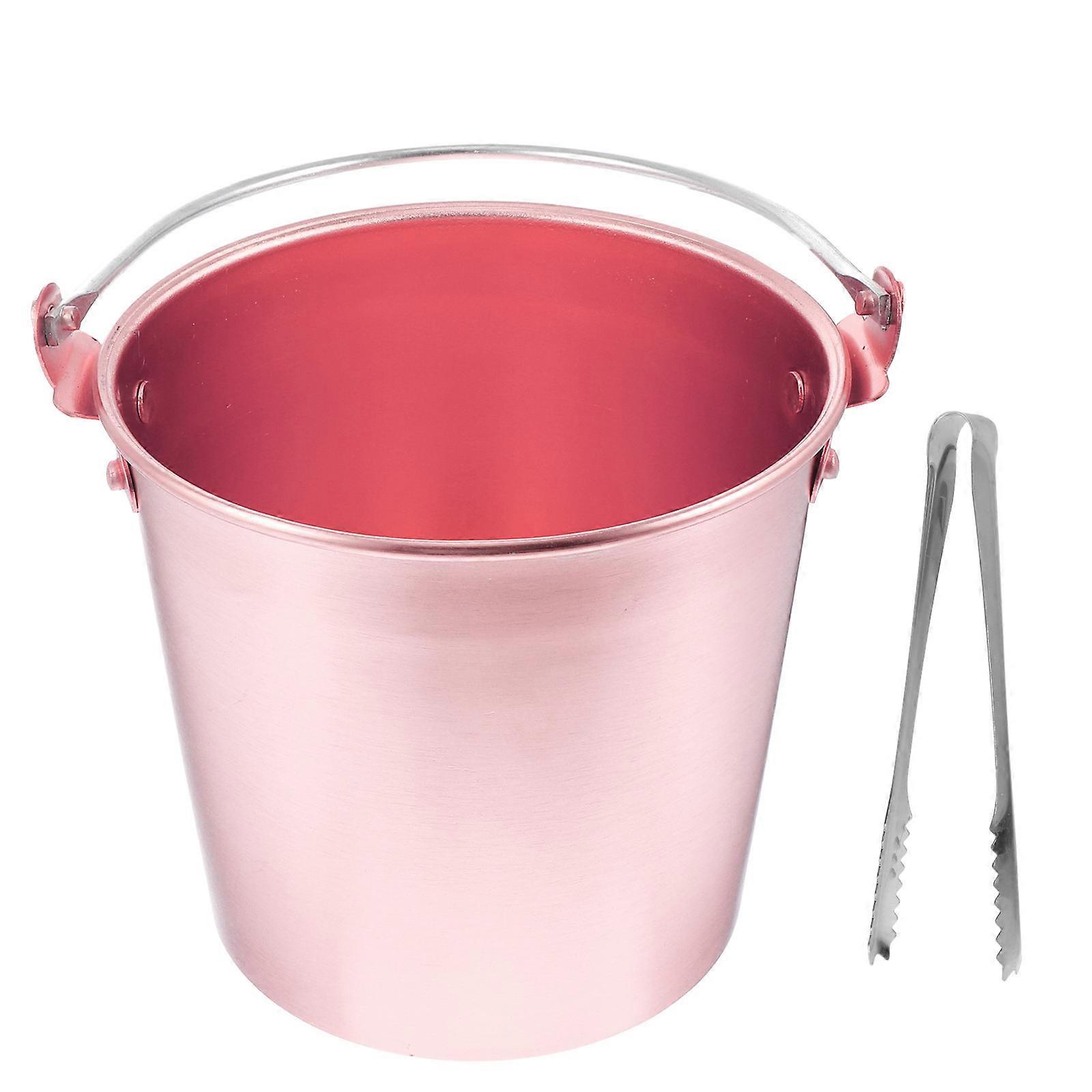 Ice Bucket And Tongs Snack Container Thick Aluminum Material For Indoor Use 1Pc