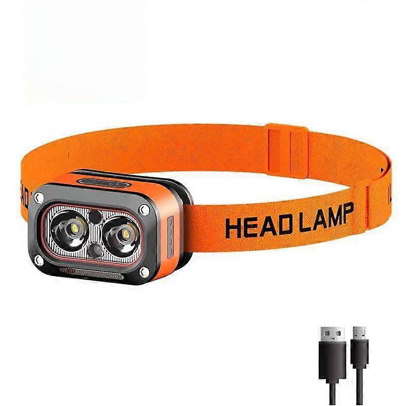 Rechargeable LED Headlights with Electric Indicator, 5 Modes, White Yellow Red Colors, Portable Mini for Running and Camping