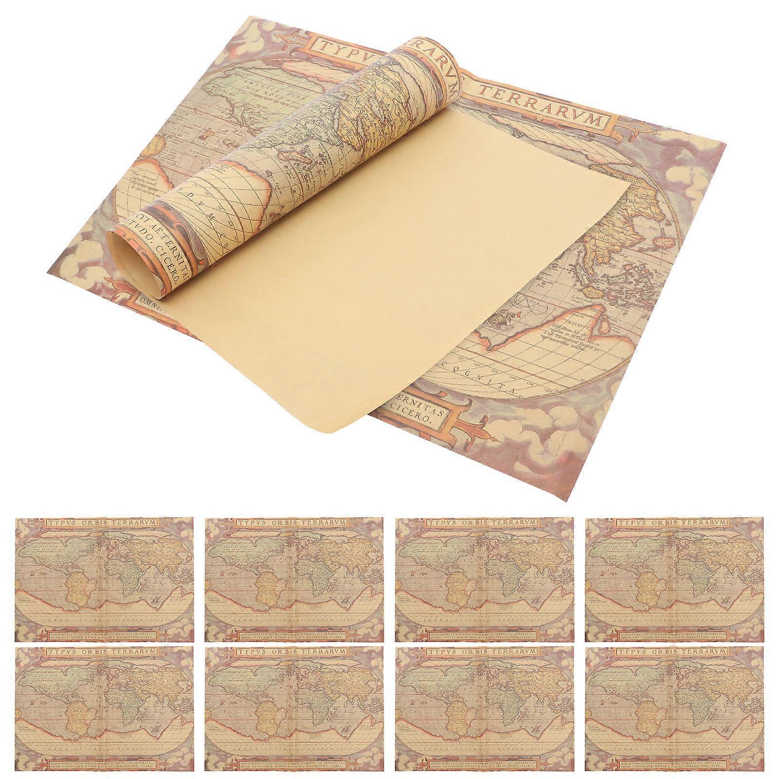 Retro Map Design Wrapping Paper – 10pcs Decorative Craft Paper for Flower Bouquets, Birthdays, Weddings, and Seasonal Celebrations