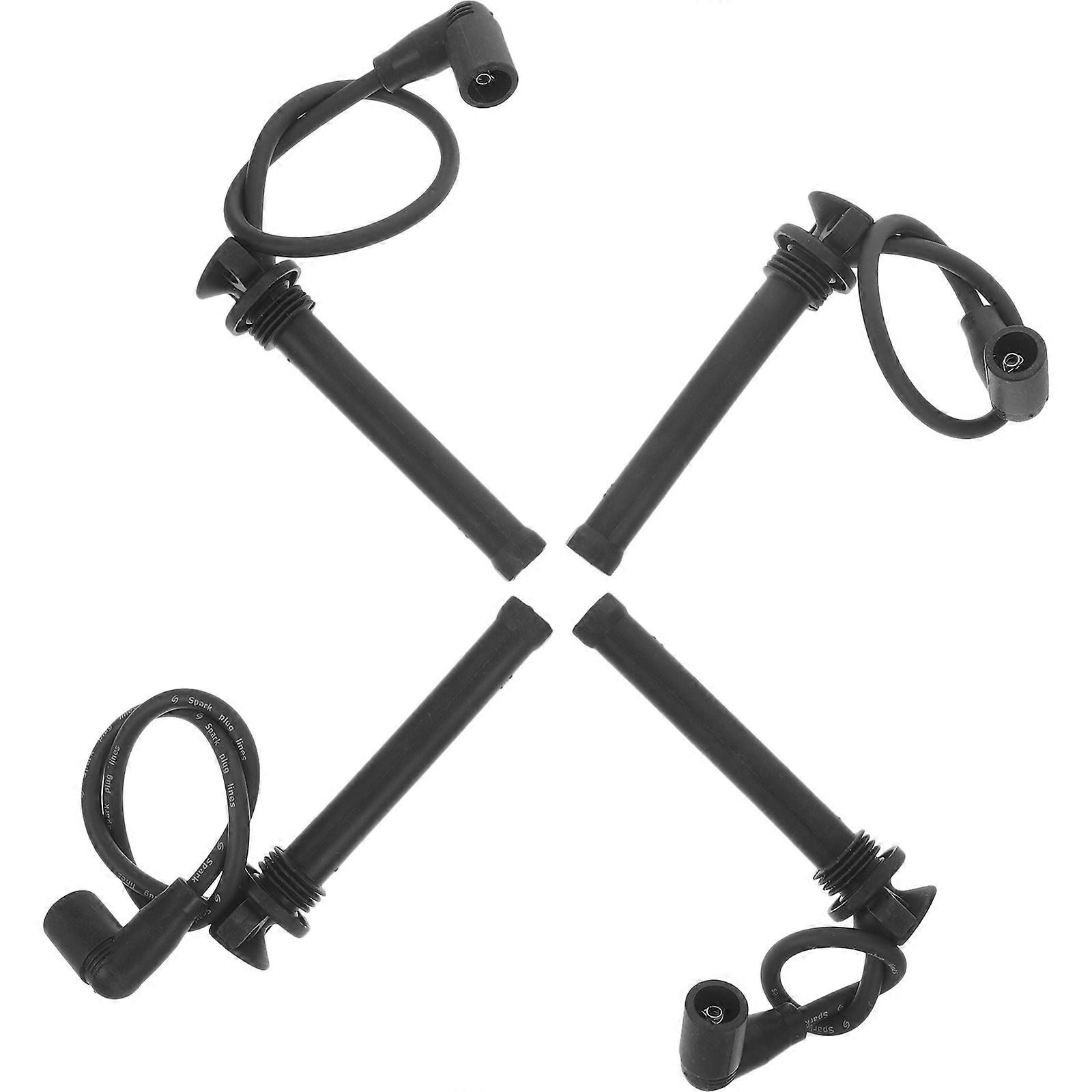 Engine Wire Ignition Spark Plug Wires Stable Characteristics Black 24.0X1.4X1.4in 4Pcs