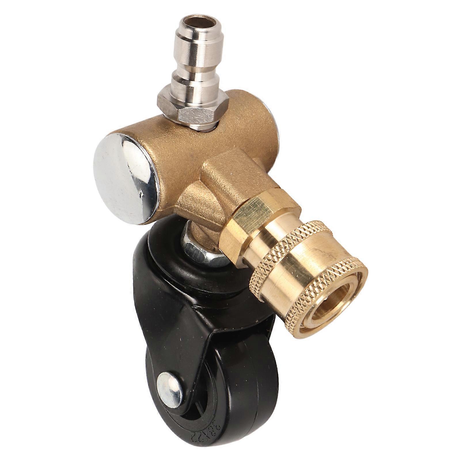 Undercarriage Cleaner Swivel Wheel with 1/4in Quick Connector Brass Pressure Washer Adapter Joint Wheel Attachment for Road Cleaning