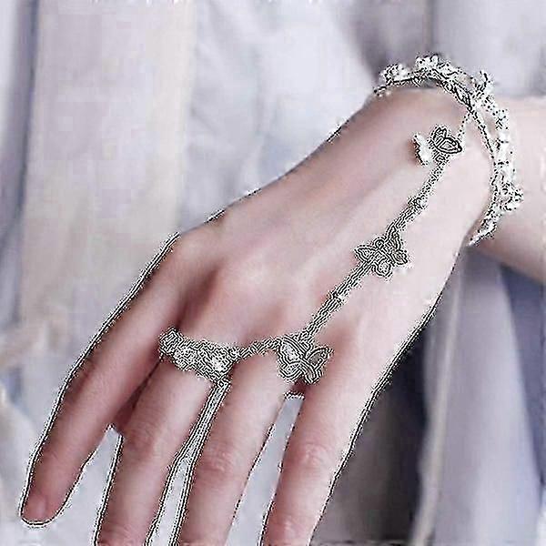 Classic Chinese Style Butterfly Ring Bangle Hand Chain Bracelet