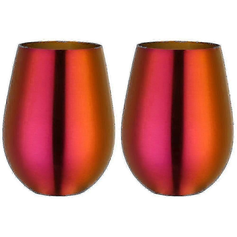 Lot de 2 verres à vin sans pied en acier inoxydable pour voyage