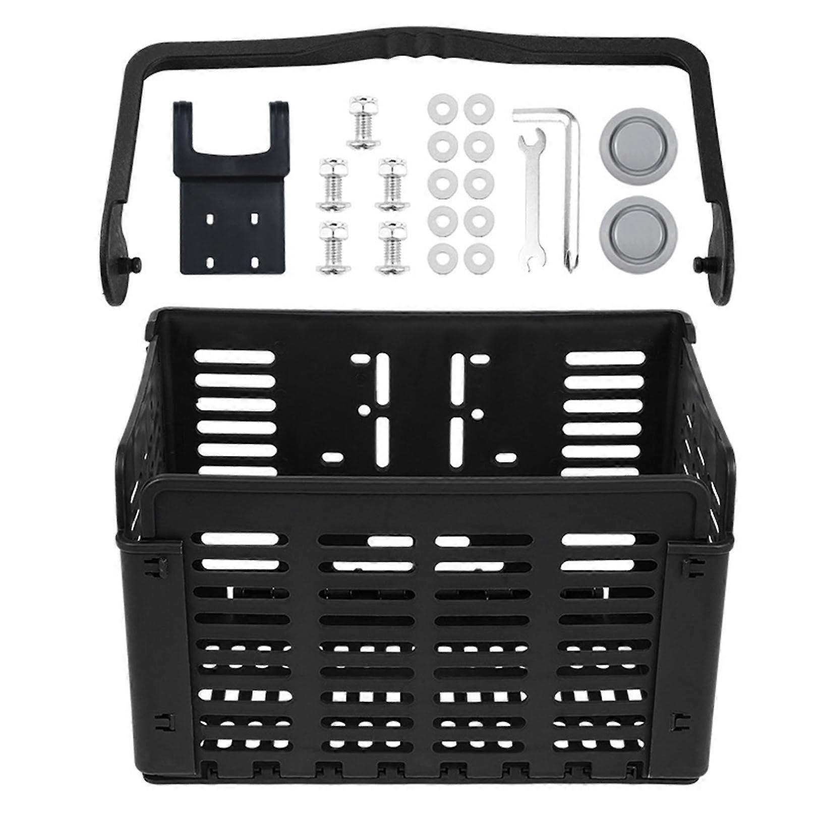 Foldable front/rear bicycle basket, ventilated, durable PP, 31x22x20 cm