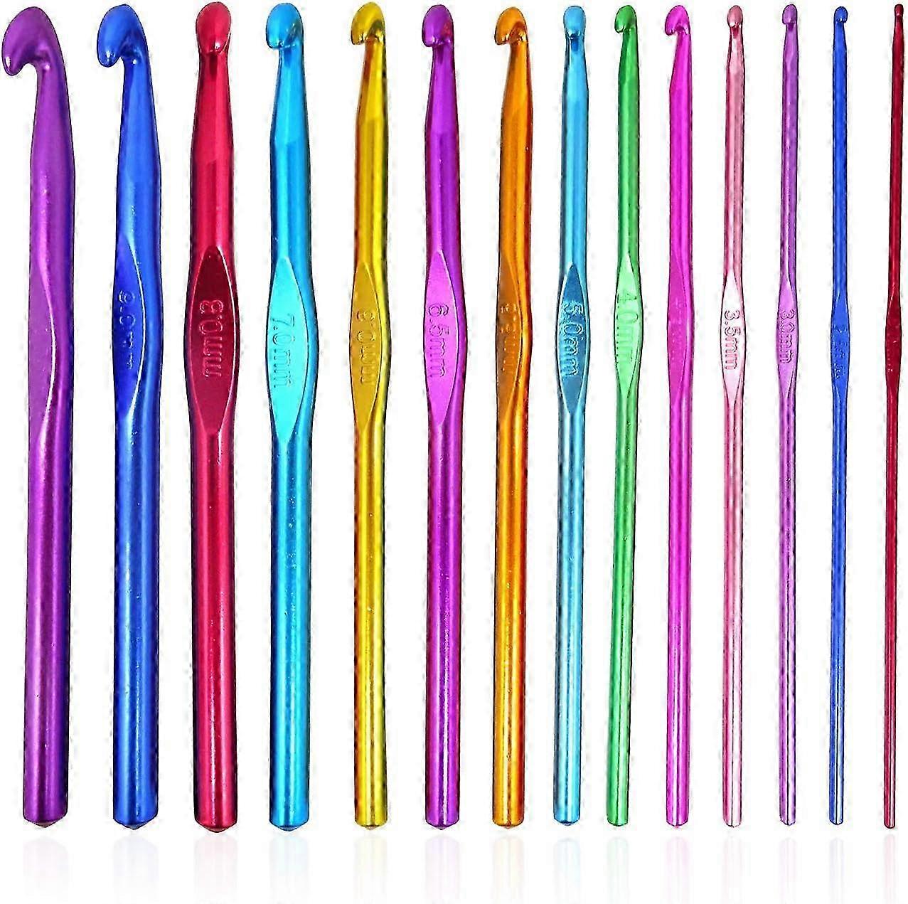 14PCS Multicolor Alumina Crochet Hooks Set for Crocheting