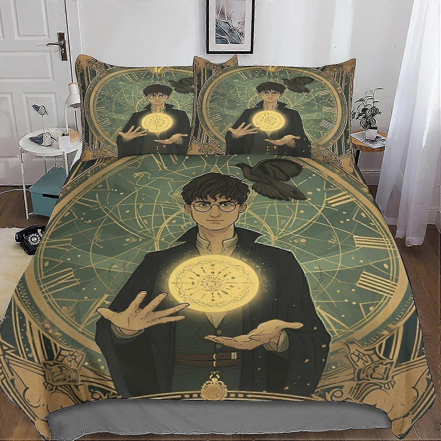 3 Pieces Duvet Cover Bedding Set with 3D Print Movies Theme, Suitable for Microfiber with Hidden Zipper Closure and Pillowcases