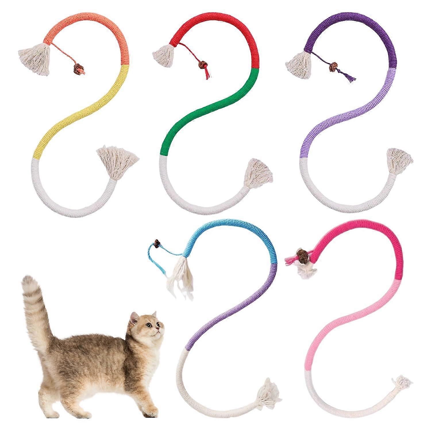 5 Pieces Cat Chew Rope, Pet Teething Rope, Cat Chew Toy, Interactive Cat Toy, Cat Cotton Rope Toy, Teeth Cleaning Rope, Cat Stitch Rope
