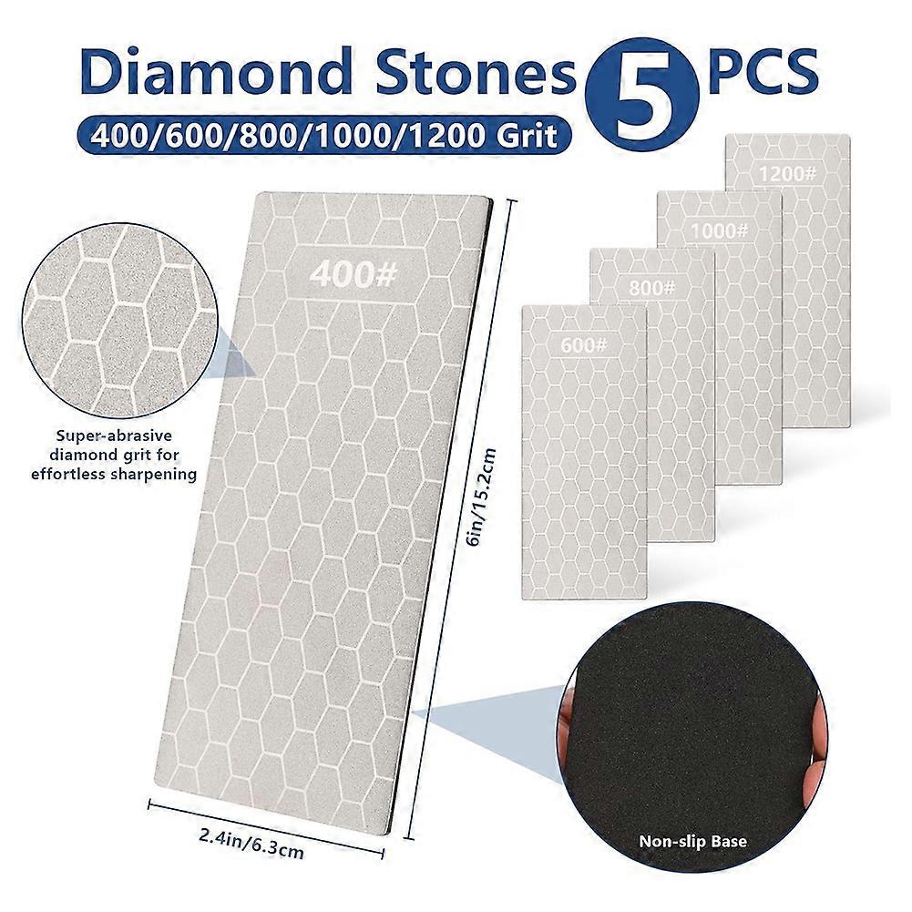 Chisel Sharpening Kit - Honing Guide & 5 Diamond Sharpening Stones, Adjustable Chisel Sharpener Jig