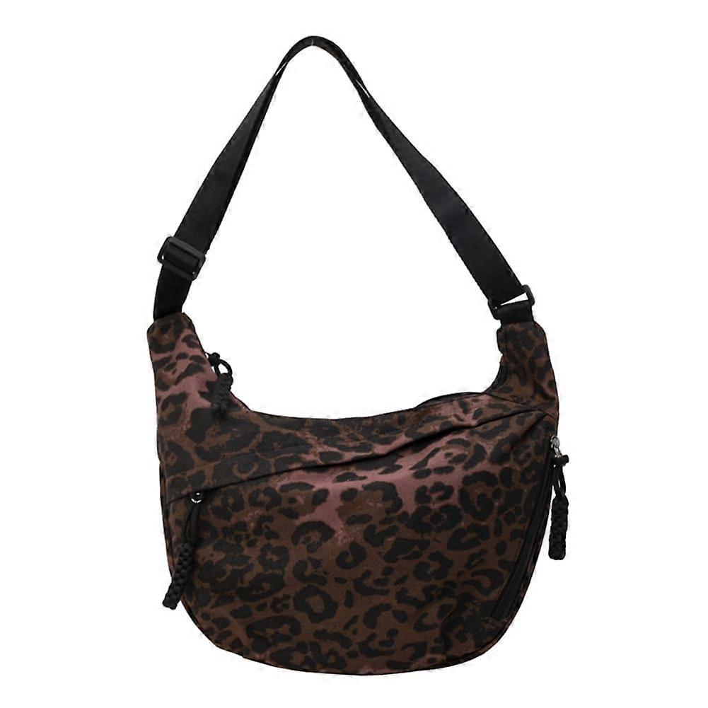 Crossbody Bag Large Moon-Shape Shoulder Bag Leopard Print Half Moon Bum Bag Hobo For Travel And Work Coffee
