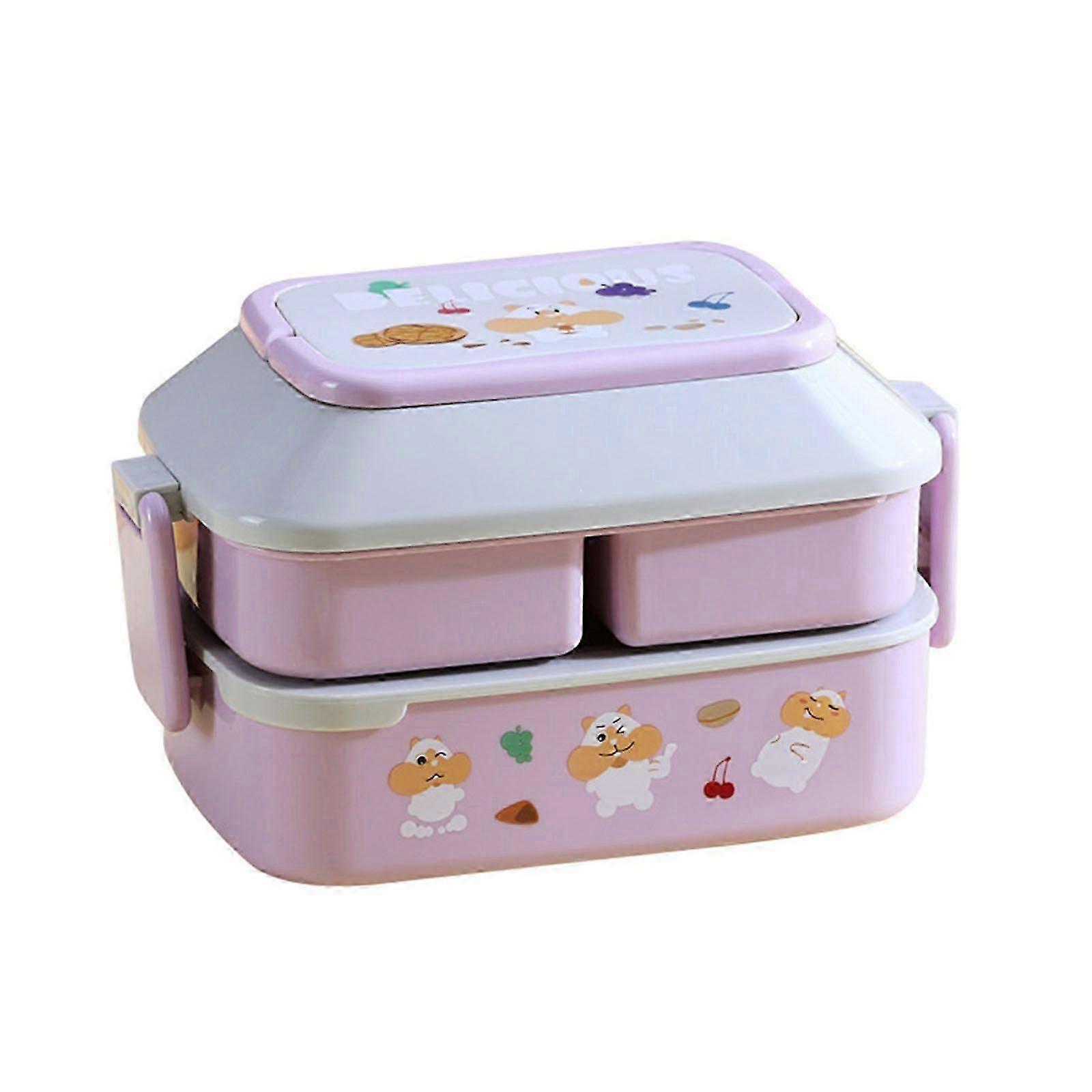 Portable Lunch Box Compartment Bento Organizer with Handle and Buckles for School Office Students Microwave Food Holder