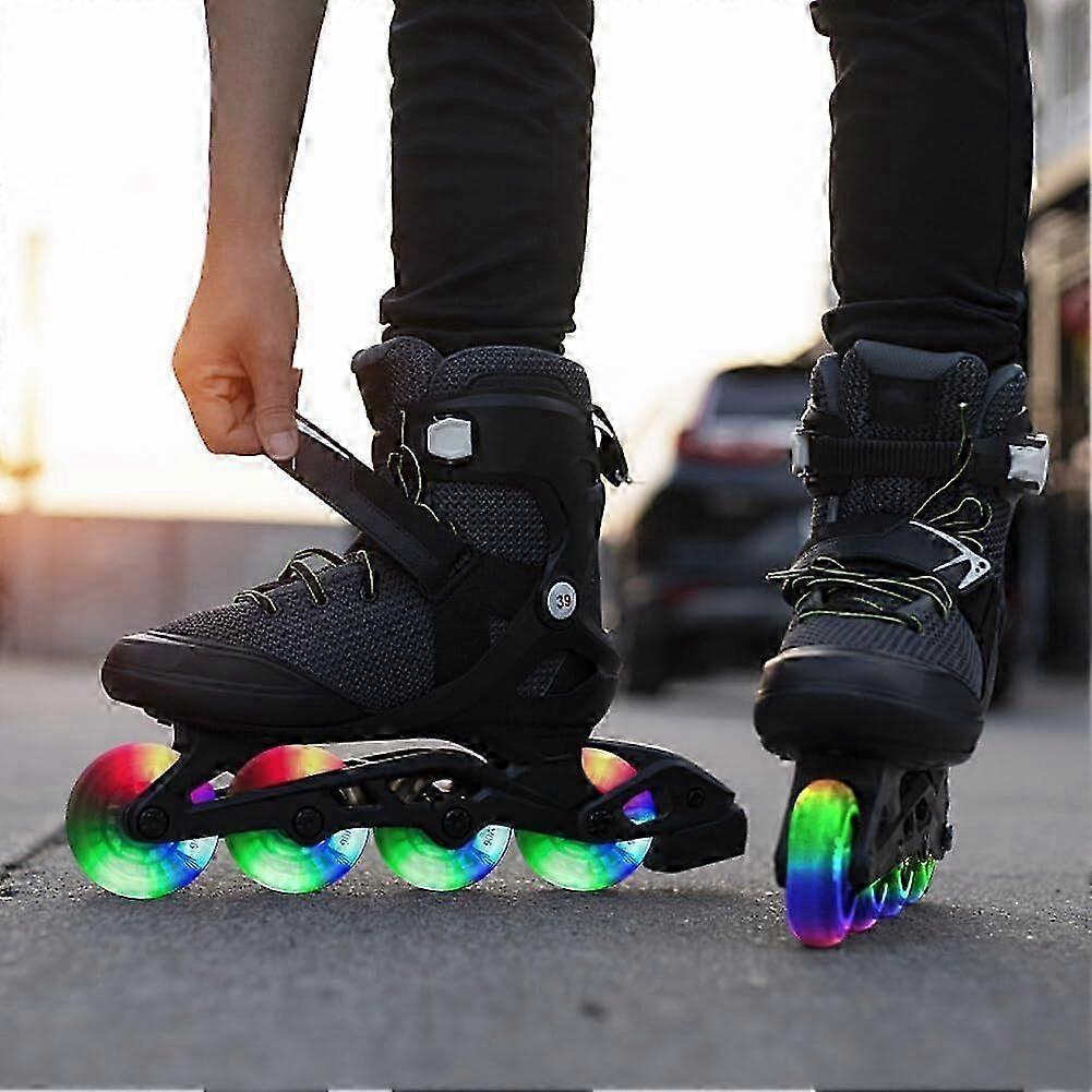 4pcsインラインスケートホイールLEDライトアップスケートホイール屋内屋外ローラースケートホイール70mmインラインローラー子供用大人用-CN-AA