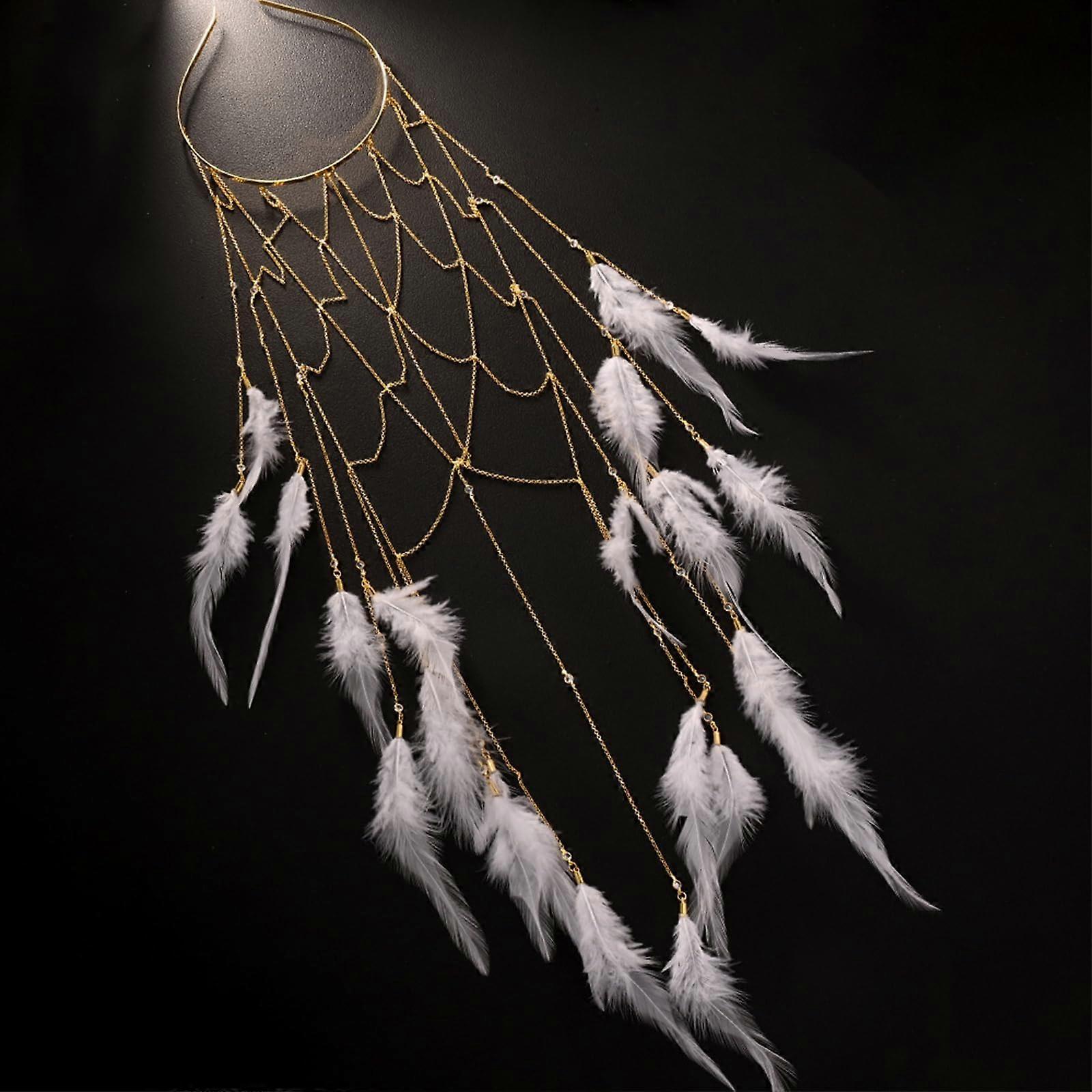 Unique Feathered Hair Accessory Feather Hairband with Tassels Adds a Touch of Elegance to Every Handcrafted Outfit Feather Hair Accessory