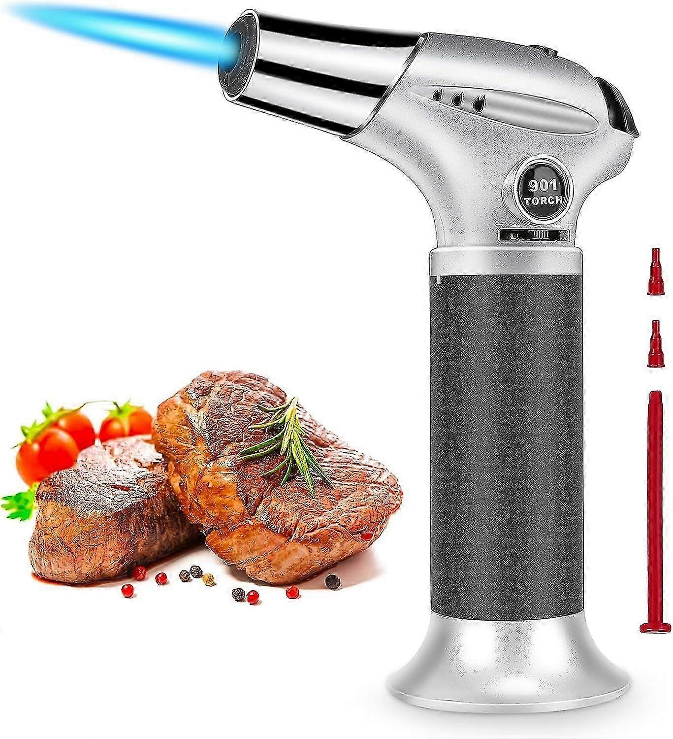 Adjustable Kitchen Blowtorch - Refillable Torch Lighter for Crme Brle Barbecue Baking